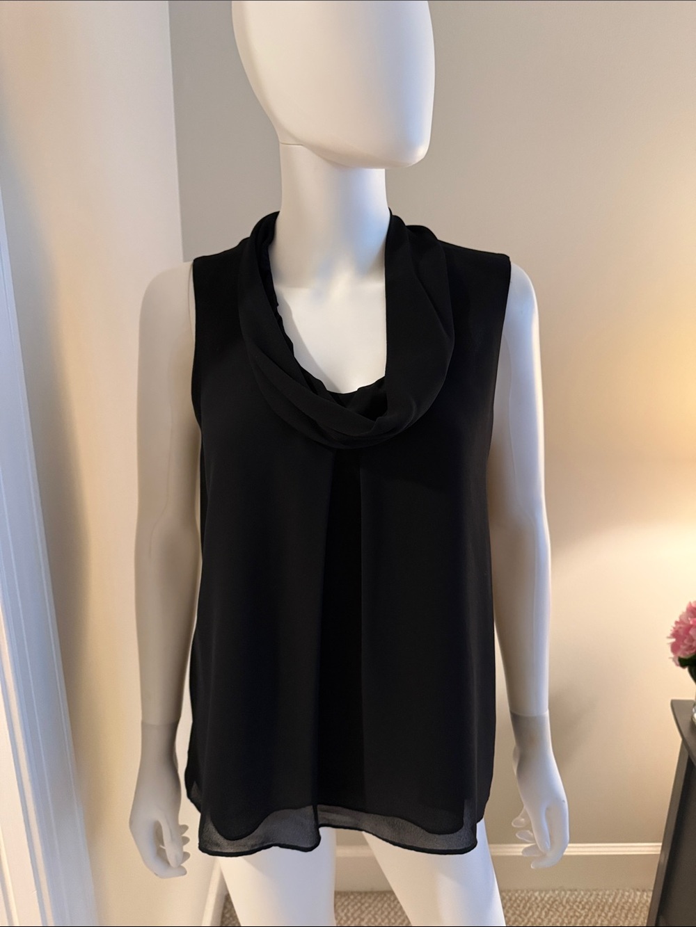 Black Cowl Neck Top